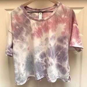 90 degrees t shirt cropped oversized tie dye pink purple